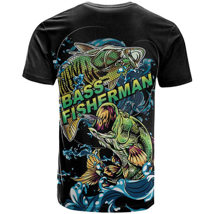 Bass Fishing Fisherman T-Shirt Big Mouth Boat Graphic Tee