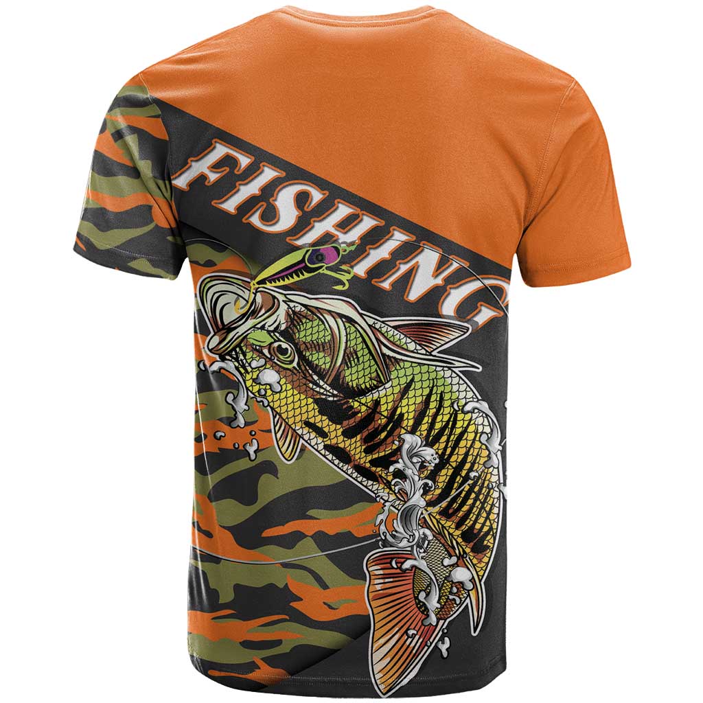 Bass Fishing Fisherman T-Shirt Camouflag Pattern Graphic Tee