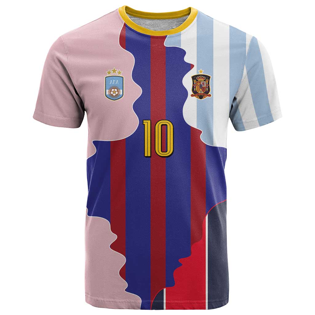 Custom Argentina and Spain T-Shirt Special Vintage Match Team Edition Graphic Tee