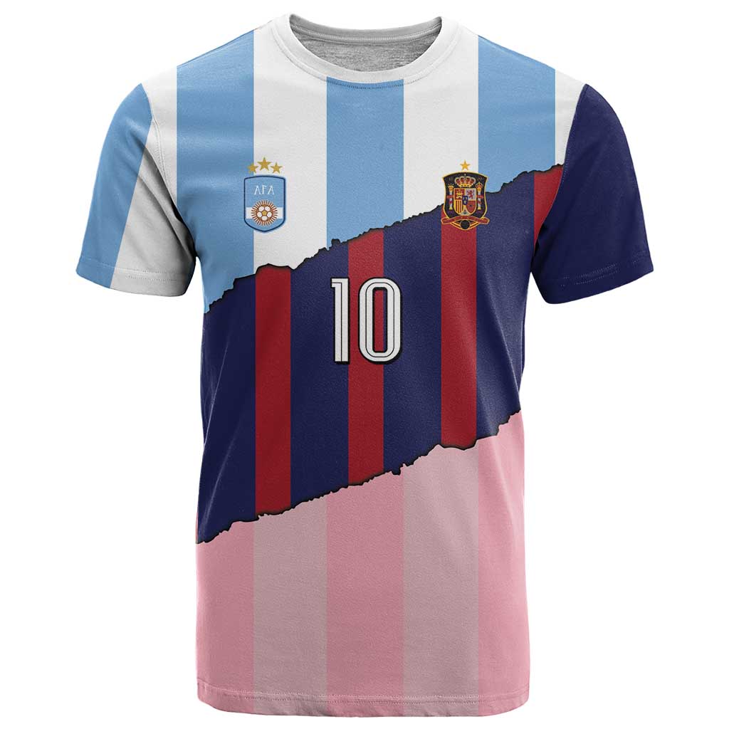 Custom Argentina and Spain T-Shirt Trio Special Vintage Edition Graphic Tee