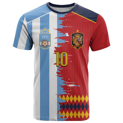 Custom Argentina and Spain T-Shirt 2026 Battle Finalissima Graphic Tee