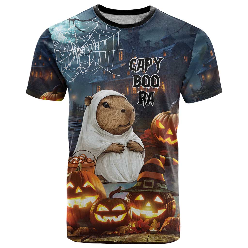 Capy-Boo-Ra Halloween Personalized T-Shirt Capybara Funny Spooky Ghost Graphic Tee