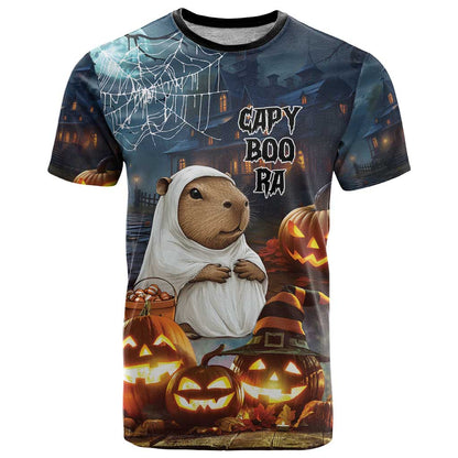 Capy-Boo-Ra Halloween Personalized T-Shirt Capybara Funny Spooky Ghost Graphic Tee