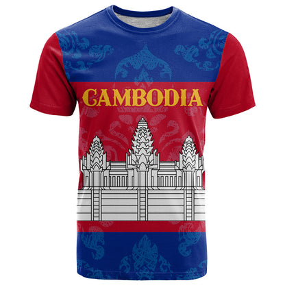 Personalised Cambodia T-Shirt With Simple Flag Style Graphic Tee