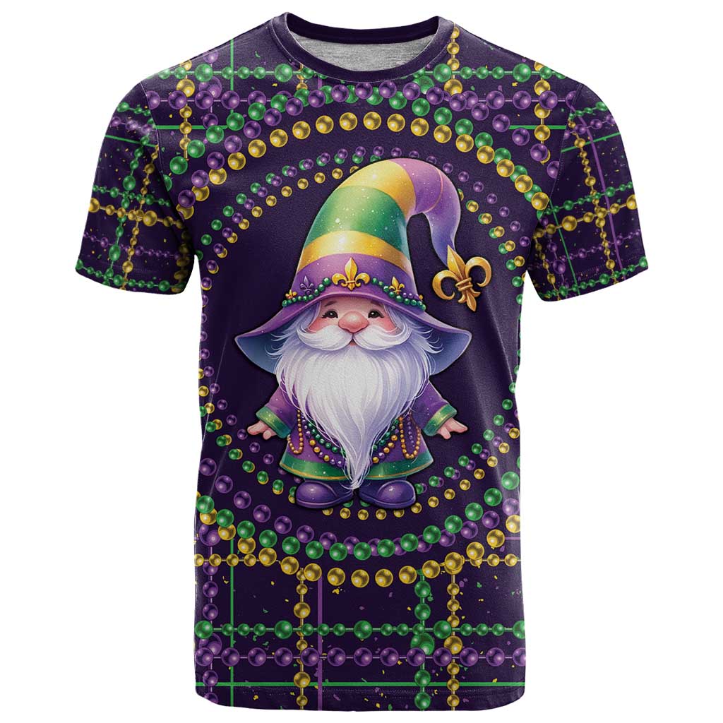 Mardi Gras Gnome T-Shirt Beads Fleur de lis Symbol Graphic Tee