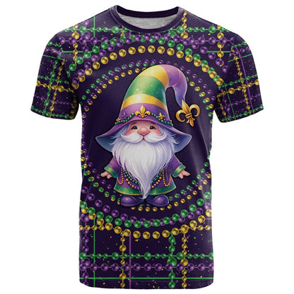 Mardi Gras Gnome T-Shirt Beads Fleur de lis Symbol Graphic Tee