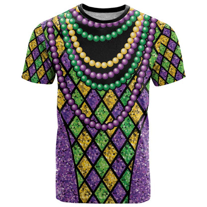 Mardi Gras Strings of Beads T-Shirt Graphic Tee