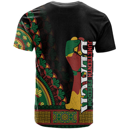Custom Jundteenth T-Shirt Black Jundteenth Freedom Africa Pattern Graphic Tee