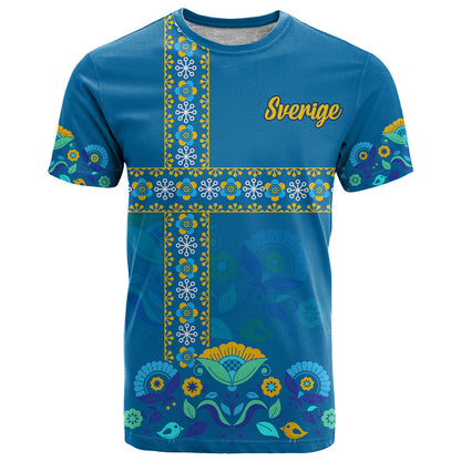 Sweden T-Shirt Konungariket Sverige Scandinavian Pattern Graphic Tee