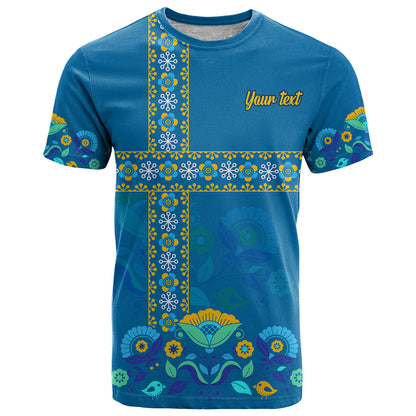 Custom Sweden T-Shirt Konungariket Sverige Scandinavian Pattern Graphic Tee