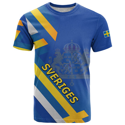 Sweden National Day T-Shirt Sveriges Nationaldag Flag Style Graphic Tee