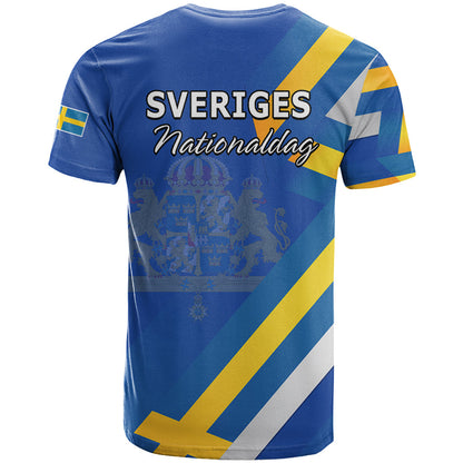Sweden National Day T-Shirt Sveriges Nationaldag Flag Style Graphic Tee