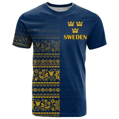 Sweden Tre Kronor T-Shirt Sverige With Half Scandinavian Design Graphic Tee