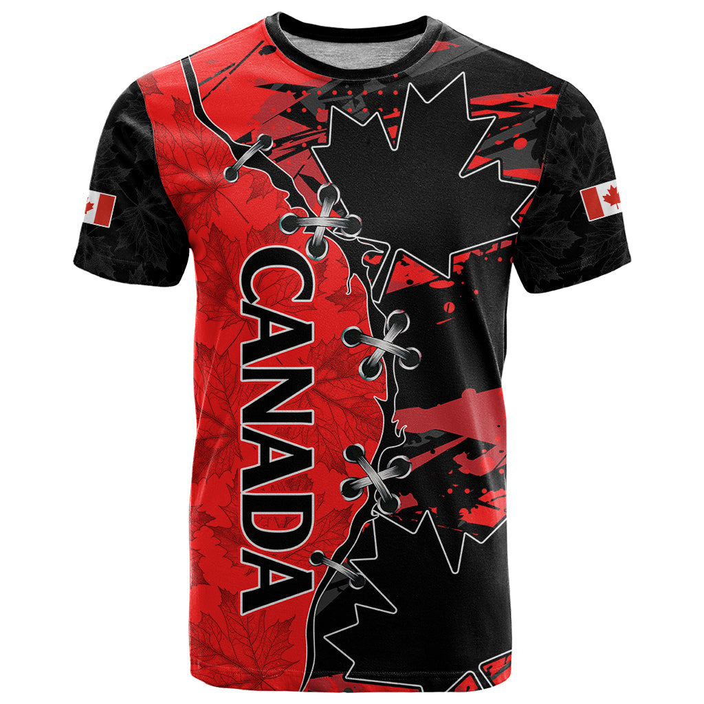 Canada Womens Soccer T-Shirt Go Canucks Maple Leaf Graphic Tee
