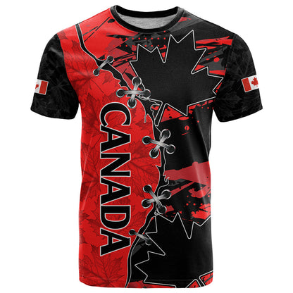 Canada Womens Soccer T-Shirt Go Canucks Maple Leaf Graphic Tee