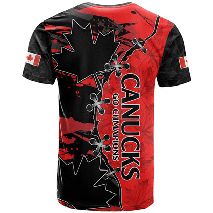 Canada Womens Soccer T-Shirt Go Canucks Maple Leaf Graphic Tee