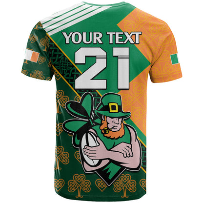Custom Ireland Rugby T-Shirt Go Irish Shamrock World Cup Graphic Tee