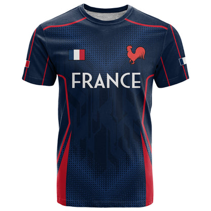 Custom France Rugby T-Shirt Allez Les Bleus Go World Cup Graphic Tee
