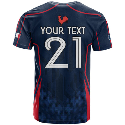 Custom France Rugby T-Shirt Allez Les Bleus Go World Cup Graphic Tee