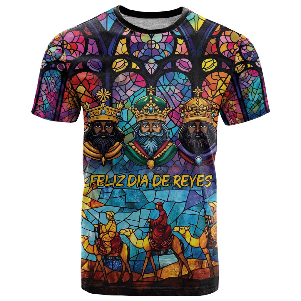Epiphany Three Kings Day T-Shirt Stained Glass Window Style Graphic Tee