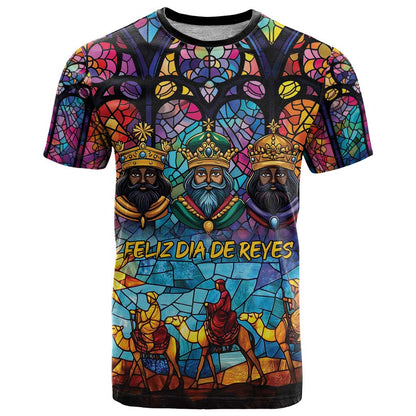 Epiphany Three Kings Day T-Shirt Stained Glass Window Style Graphic Tee