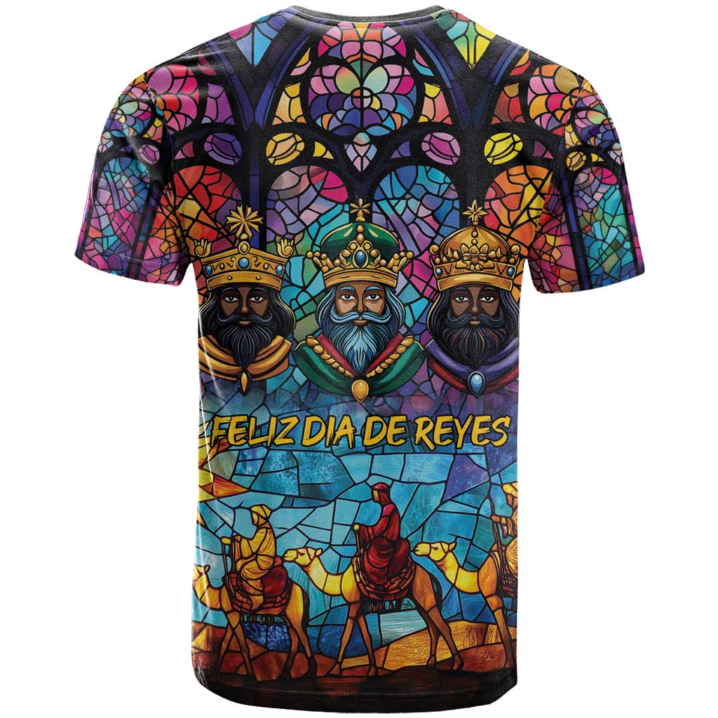 Epiphany Three Kings Day T-Shirt Stained Glass Window Style Graphic Tee