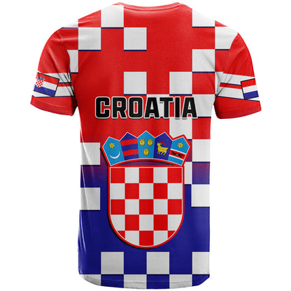 Croatia T-Shirt Hrvatska Checkerboard Gradient Style Graphic Tee