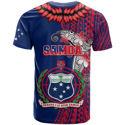 Polynesian Pride Samoa T-Shirt Ula Fala Mix Samoan Tribal Blue Version Graphic Tee