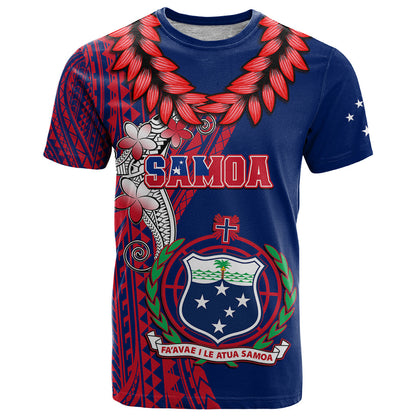 Personalised Samoa T-Shirt Ula Fala Mix Samoan Tribal Blue Version Graphic Tee