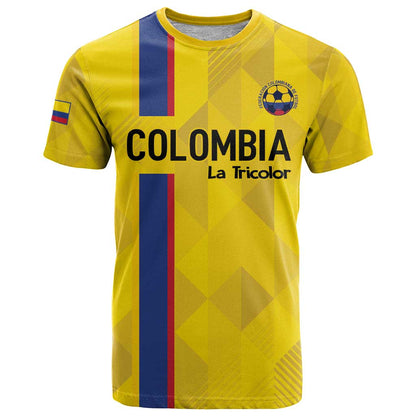 Custom Colombia Football T-Shirt 2024 Vamos La Tricolor - Yellow Graphic Tee