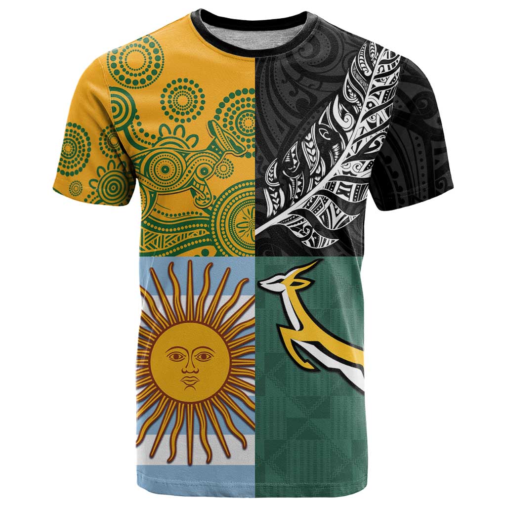 Personalised Rugby 2025 Championship T-Shirt Combination of Southern Hemisphere Countries Graphic Tee