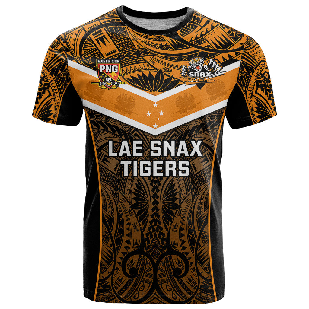 Custom Papua New Guinea Rugby T-Shirt Lae Snax Tigers PNG Polynesian Pattern Graphic Tee