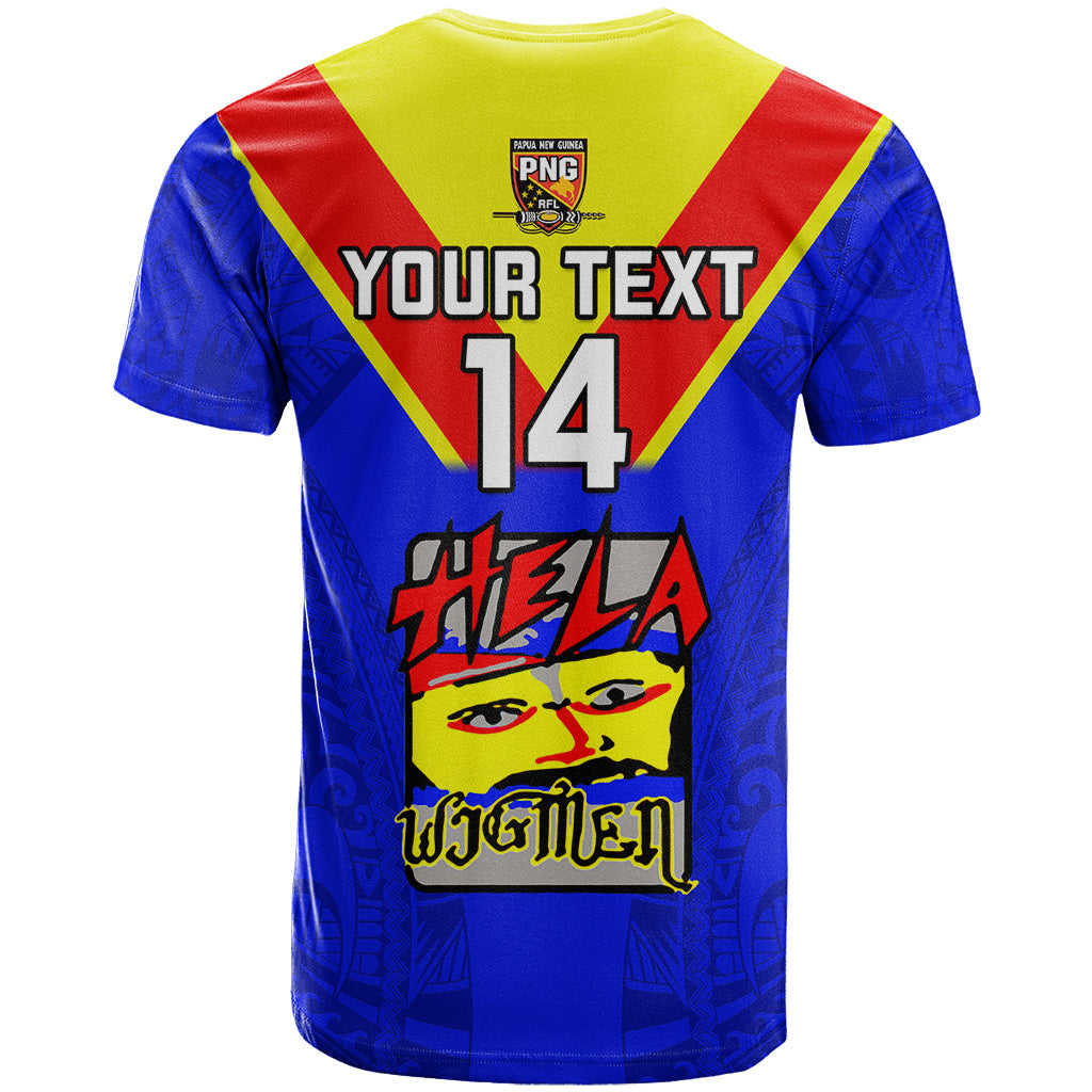 Custom Papua New Guinea Rugby T-Shirt Hela Wigmen PNG Polynesian Pattern Graphic Tee