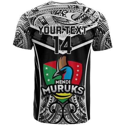 Custom Papua New Guinea Rugby T-Shirt Mendi Muruks PNG Polynesian Pattern Graphic Tee