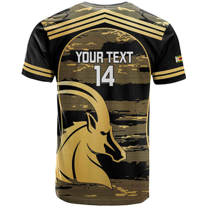 Zimbabwe Rugby Custom T-Shirt Come On Sables Gold Black Version Graphic Tee