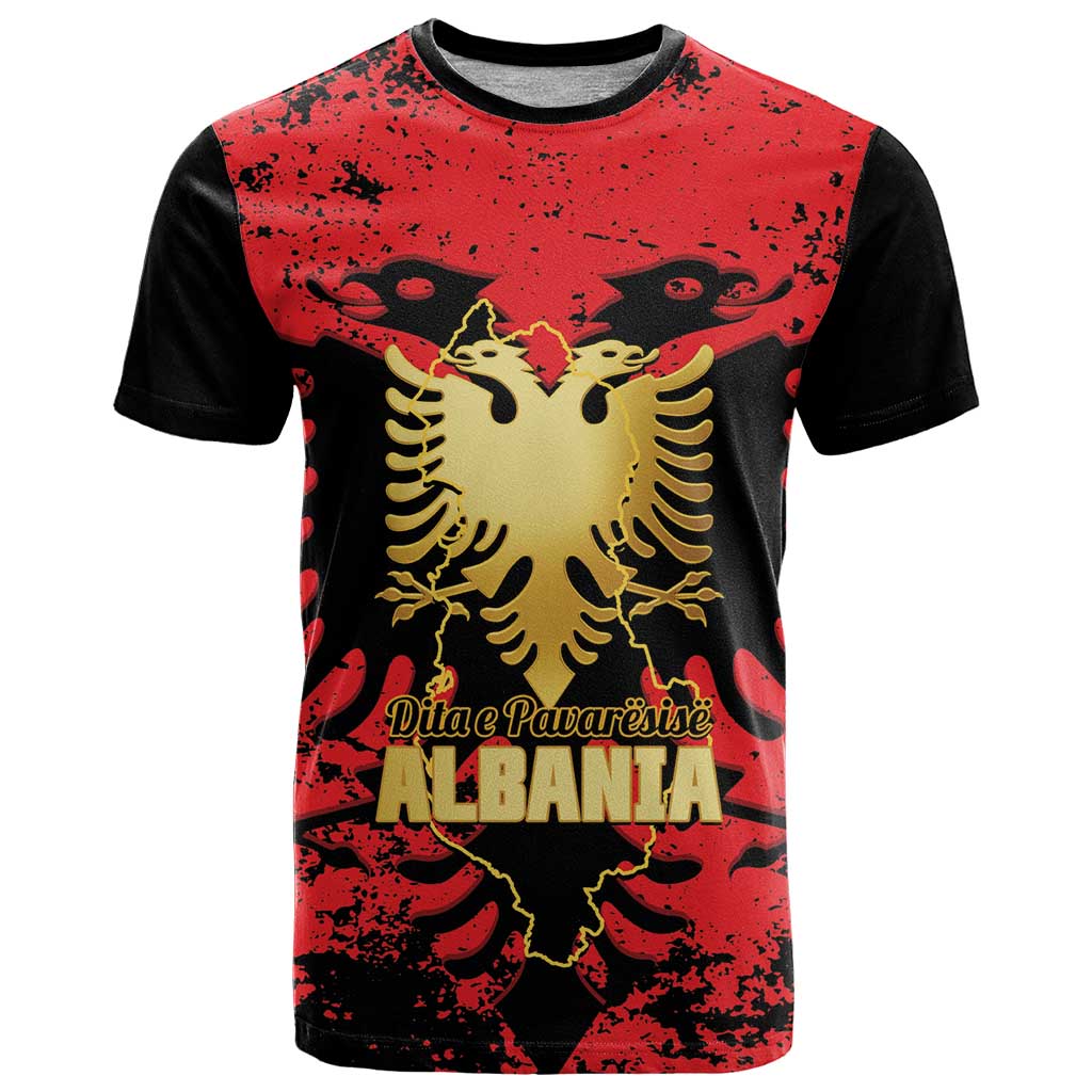Albania Independence Day T-Shirt Dita e Pavaresise Map Grunge Style Graphic Tee