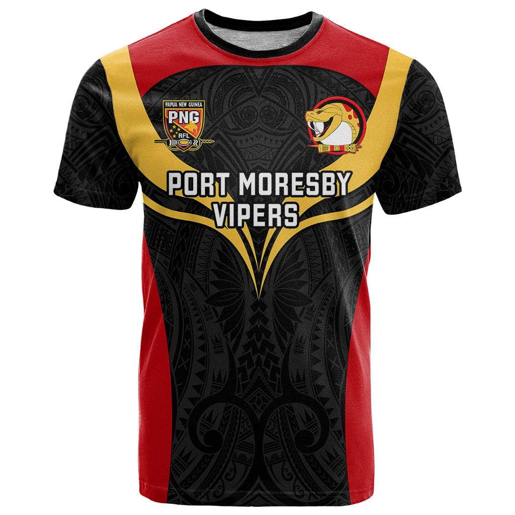 Custom Papua New Guinea Rugby T-Shirt Port Moresby Vipers PNG Polynesian Pattern Graphic Tee