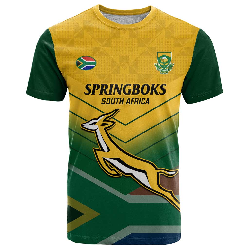 Custom South Africa Rugby T-Shirt Springboks Go Champions African Pattern Graphic Tee