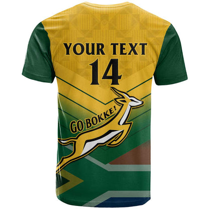 Custom South Africa Rugby T-Shirt Springboks Go Champions African Pattern Graphic Tee