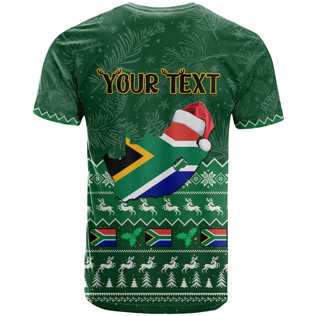 Personalised South Africa Christmas T-Shirt Cool Santa Claus With South African Map Graphic Tee