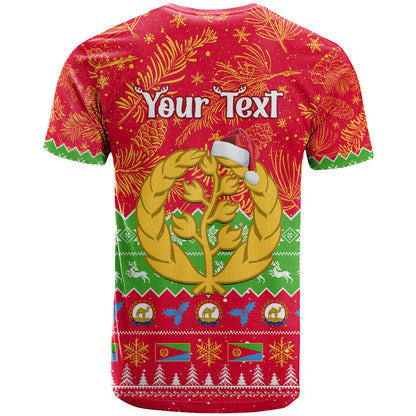 Personalised Eritrea Christmas T-Shirt Eritrean Olive Santa Claus Merry Xmas Graphic Tee