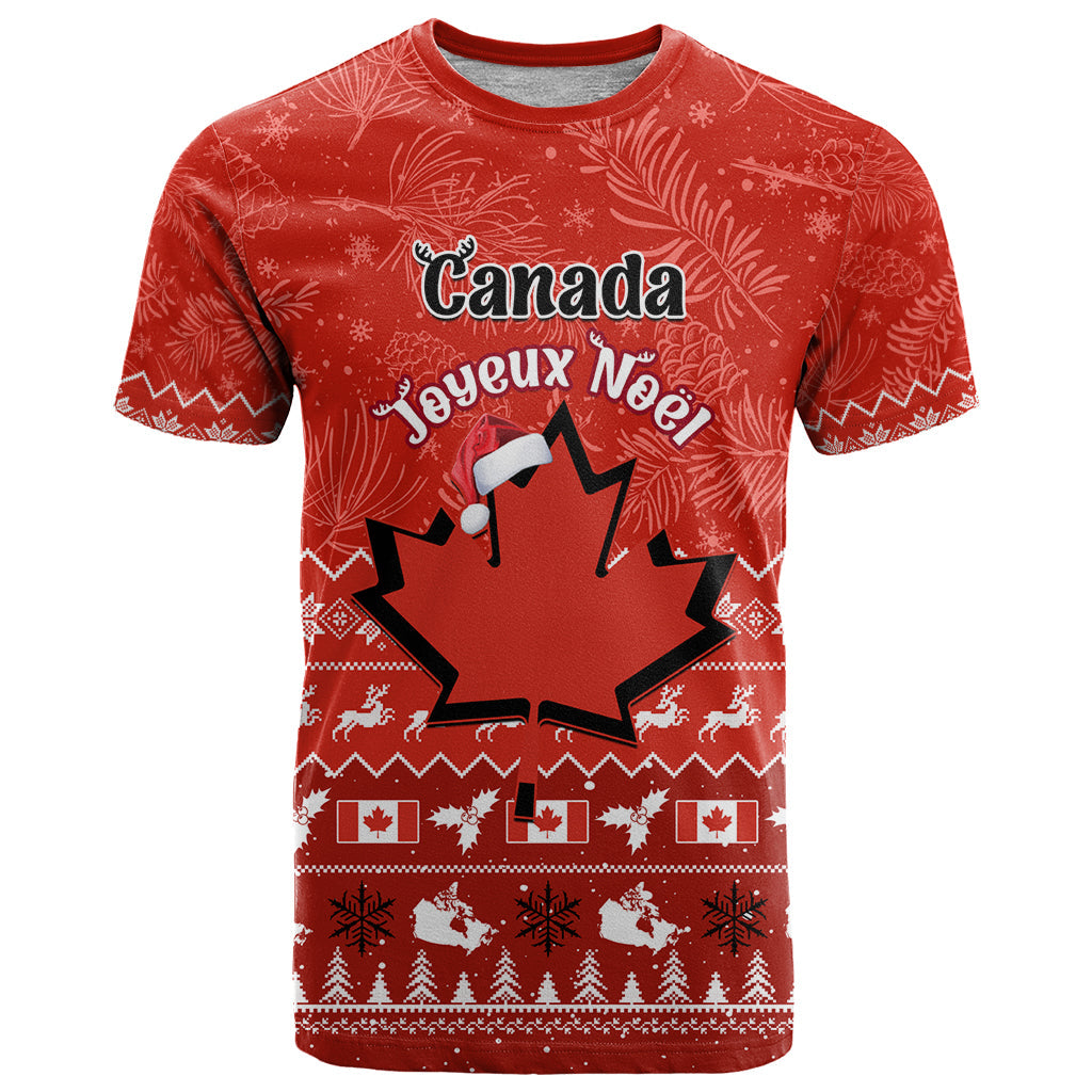 Personalised Canada Christmas T-Shirt Maple Leaf Santa With Map Merry Xmas Graphic Tee