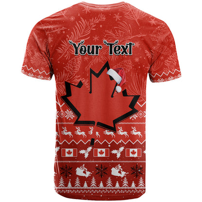 Personalised Canada Christmas T-Shirt Maple Leaf Santa With Map Merry Xmas Graphic Tee