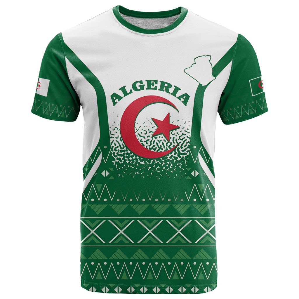 Personalized Algeria T-Shirt Coat Of Arms African Pattern Graphic Tee