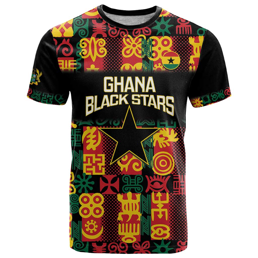 Custom Ghana Football T-Shirt 2025 Go Black Stars Adinkra pattern Graphic Tee