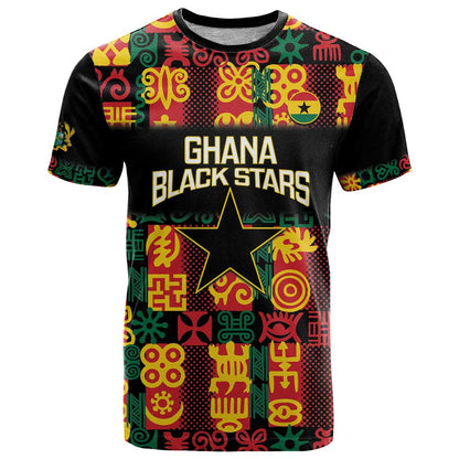 Custom Ghana Football T-Shirt 2025 Go Black Stars Adinkra pattern Graphic Tee