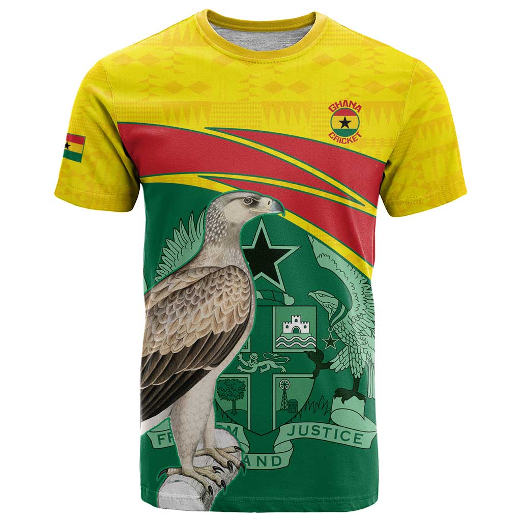 Custom Ghana Cricket T-Shirt Go Ghanaian Tawny Eagle Graphic Tee