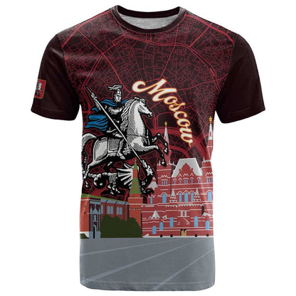 Russia Moscow Capital T-Shirt Moskva Red Square Map Graphic Tee
