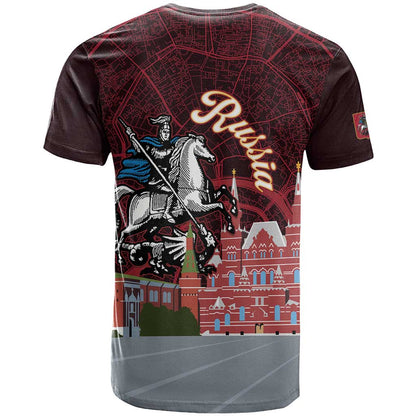 Russia Moscow Capital T-Shirt Moskva Red Square Map Graphic Tee