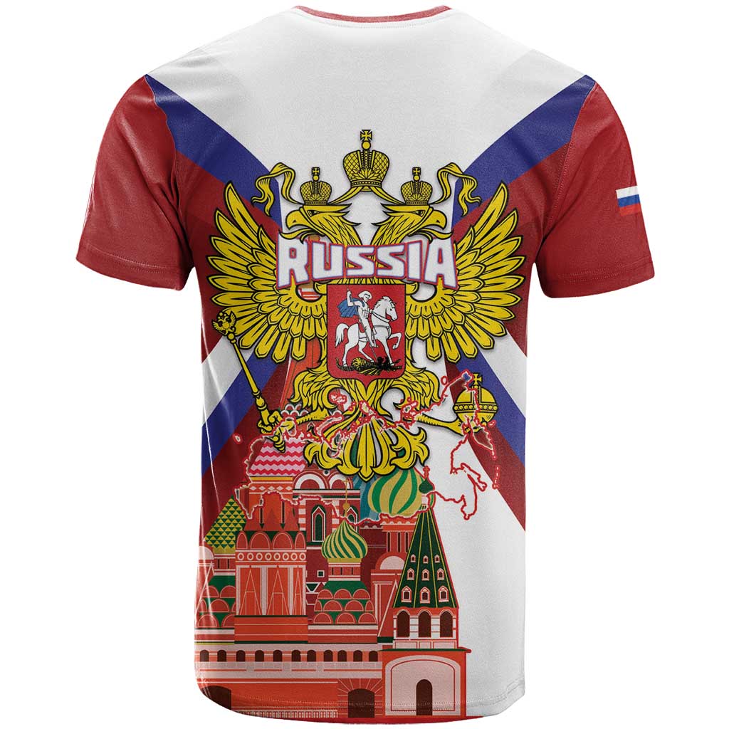 Russia Day T-Shirt Coat Of Arms With Saint Basil's Cathedral Graphic Tee